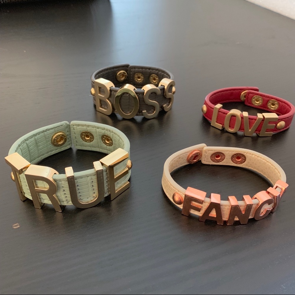 BCBG Affirmation Leather Bracelets. Lot of 4.
